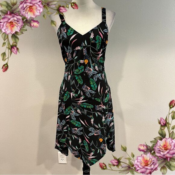 A New Day black asymmetrical dress with a vibrant floral pattern size small - Picture 1 of 13
